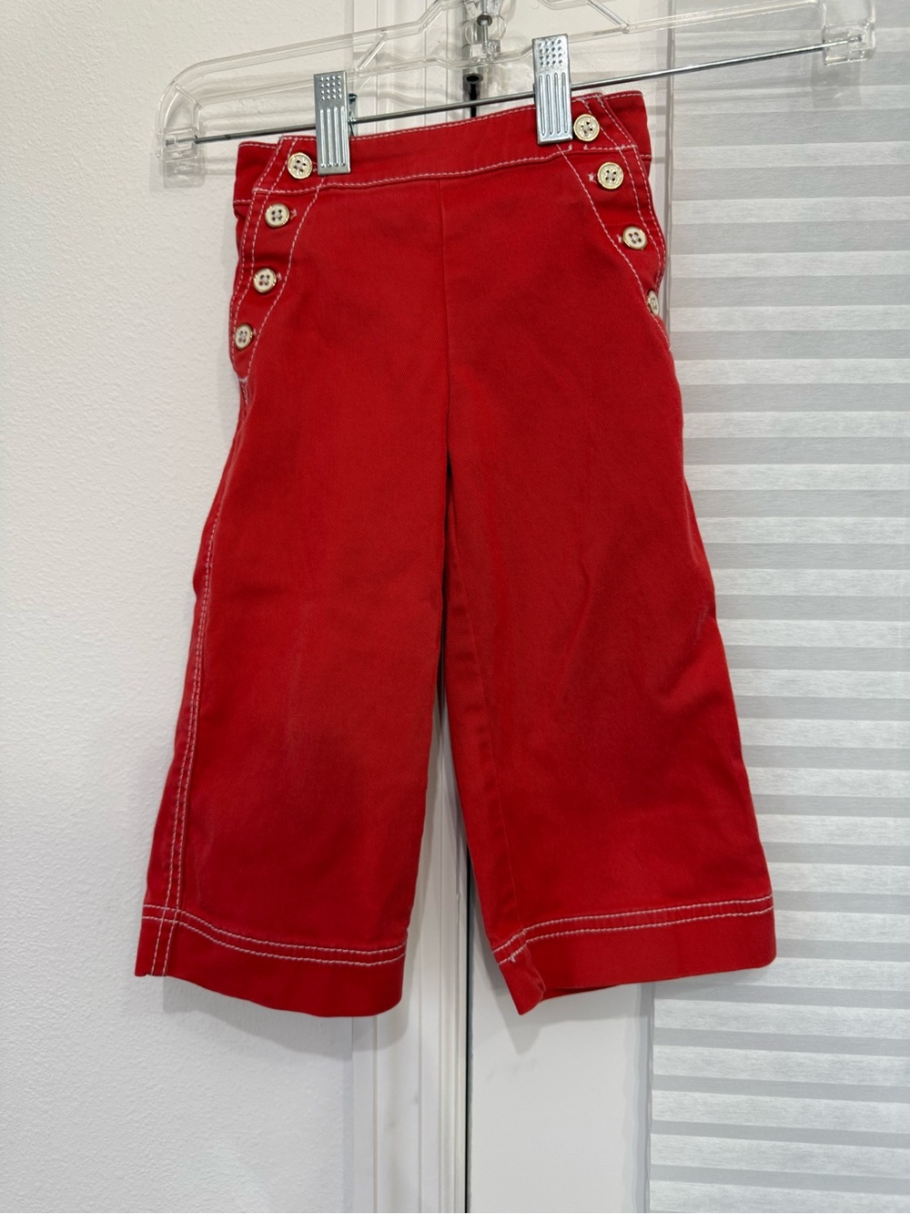 Janie and Jack Red Wide-Leg Button-Accent Kids Bottoms